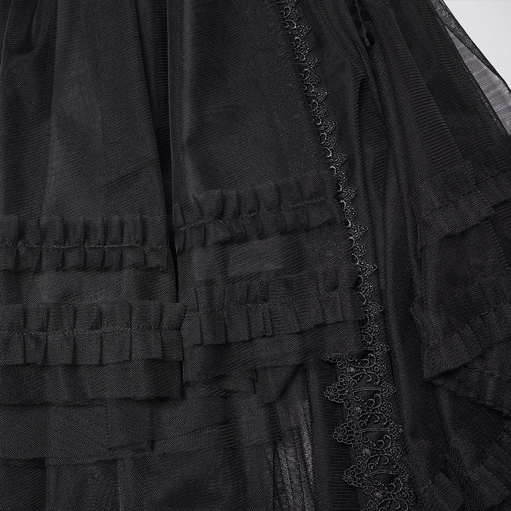 WQ-927BQF Elegant Gothic Skirt Lace Layered High-Low Hem Design - Image 9