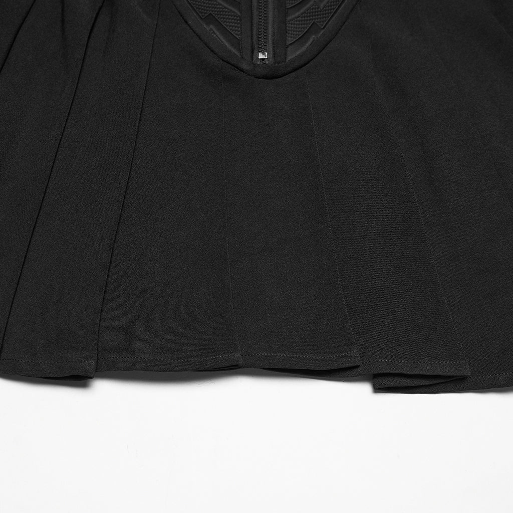 WQ-936BQF Edgy Black Pleated Mini Punk Skirt Gothic Style - Image 8