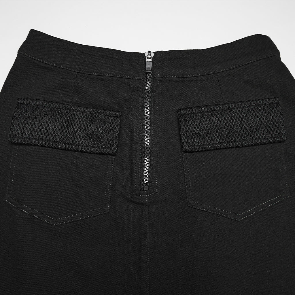 WQ-941BQF Edgy Green Punk Skirt with Fishnet and Pocket Detailing - Image 20