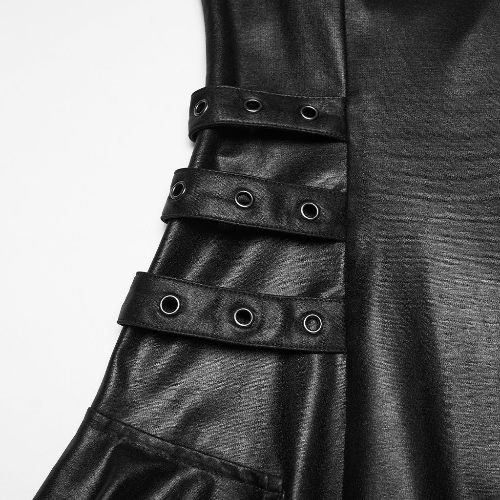 WQ-956LQF Gothic Strap Studded Leather Punk Dress Dark Aesthetic - Image 7