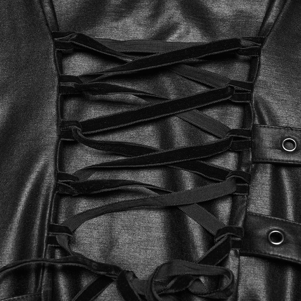 WQ-956LQF Gothic Strap Studded Leather Punk Dress Dark Aesthetic - Image 9