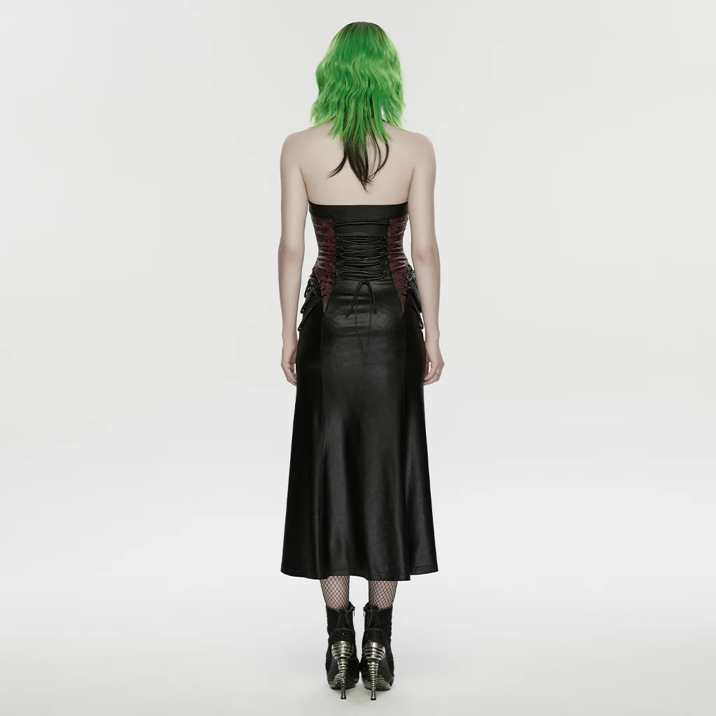 WQ-960LQF Midnight Lace Corset Gothic Dress with Flare Skirt - Image 4