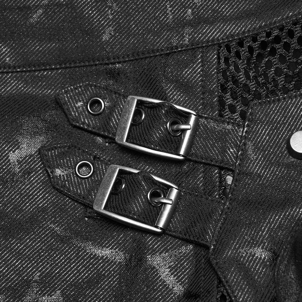 WQ-962BQF Gothic Punk Skirt with Buckles and Mesh Pockets - Image 6