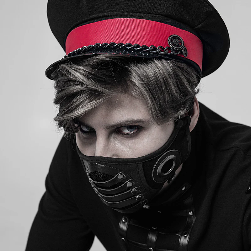 WS-270KZM Steampunk Gothic Face Mask with Leather Rivet Detailing Punk Accessories - Image 4