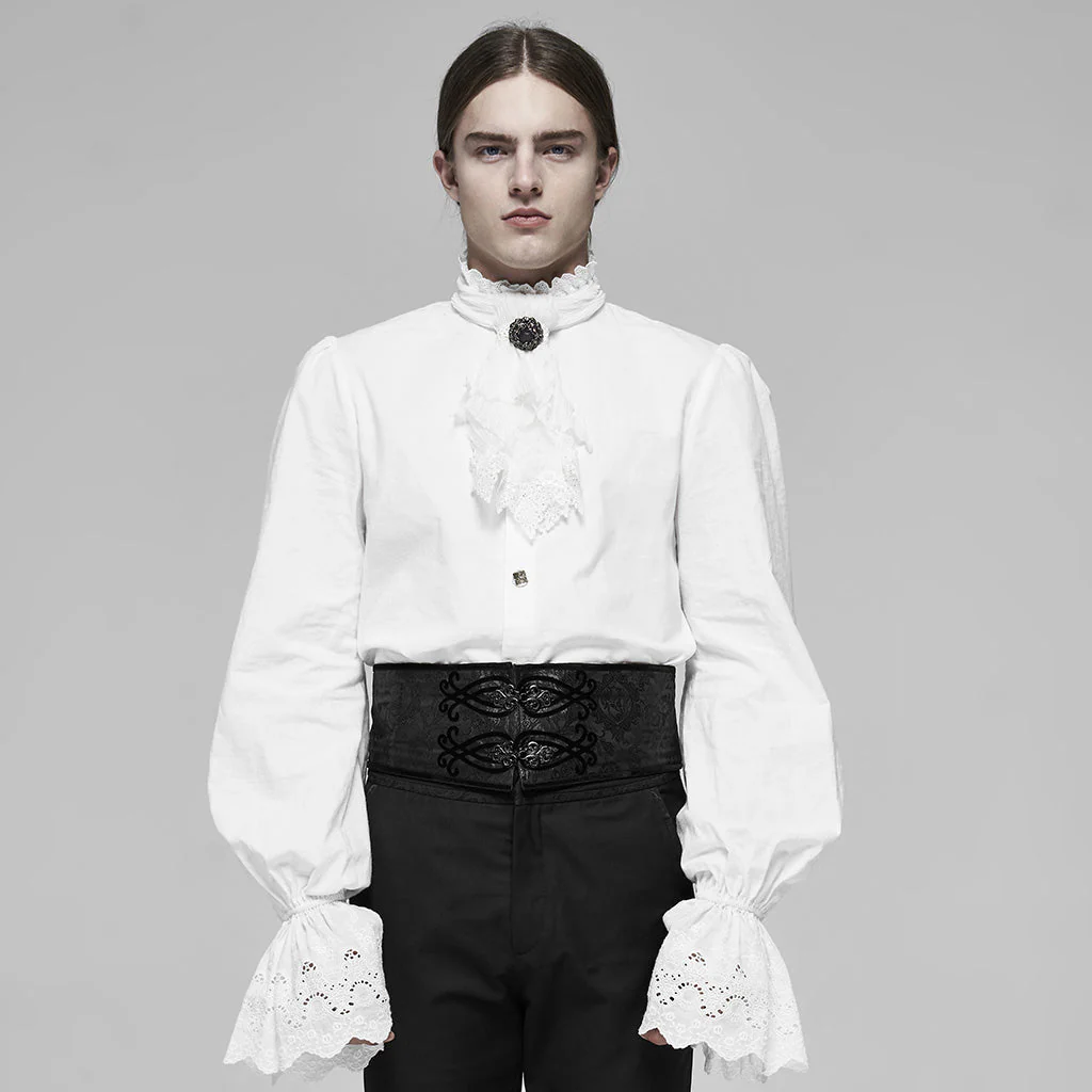 WS-340YDM Elegant black Jacquard Lace-Up Gothic Corset Belt - Image 2