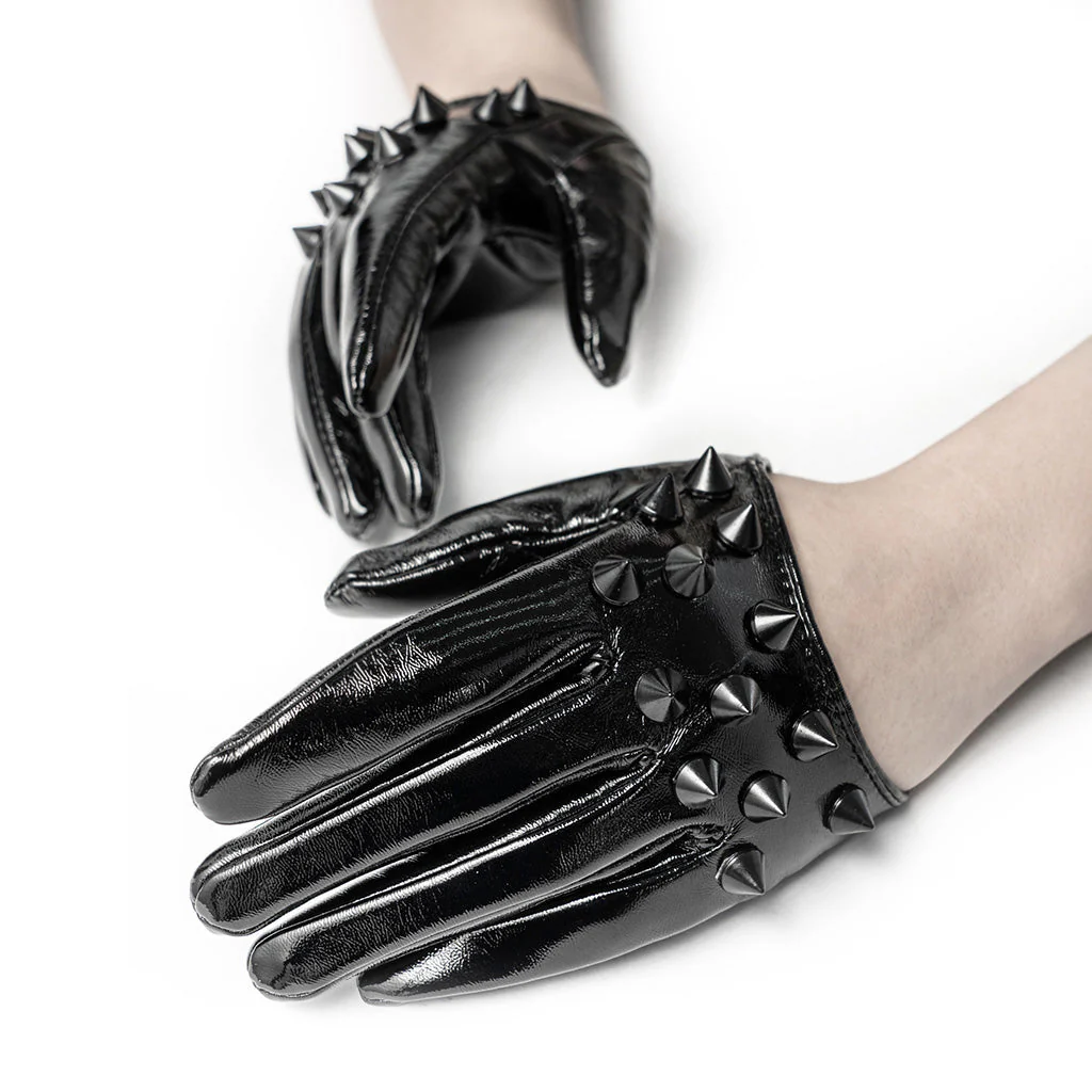WS-387SSF Edgy Black Rivet Half-Palm Gloves Punk Accessories - Image 11