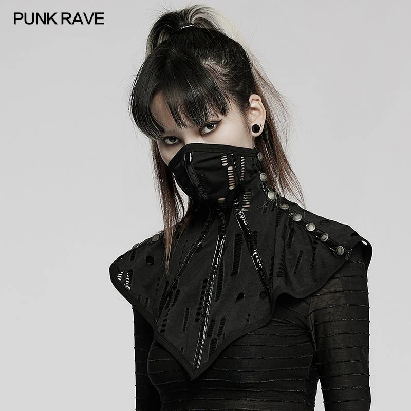 WS-493KZF Gothic Mesh Face Mask Steampunk Style with Spiked Details - Image 12