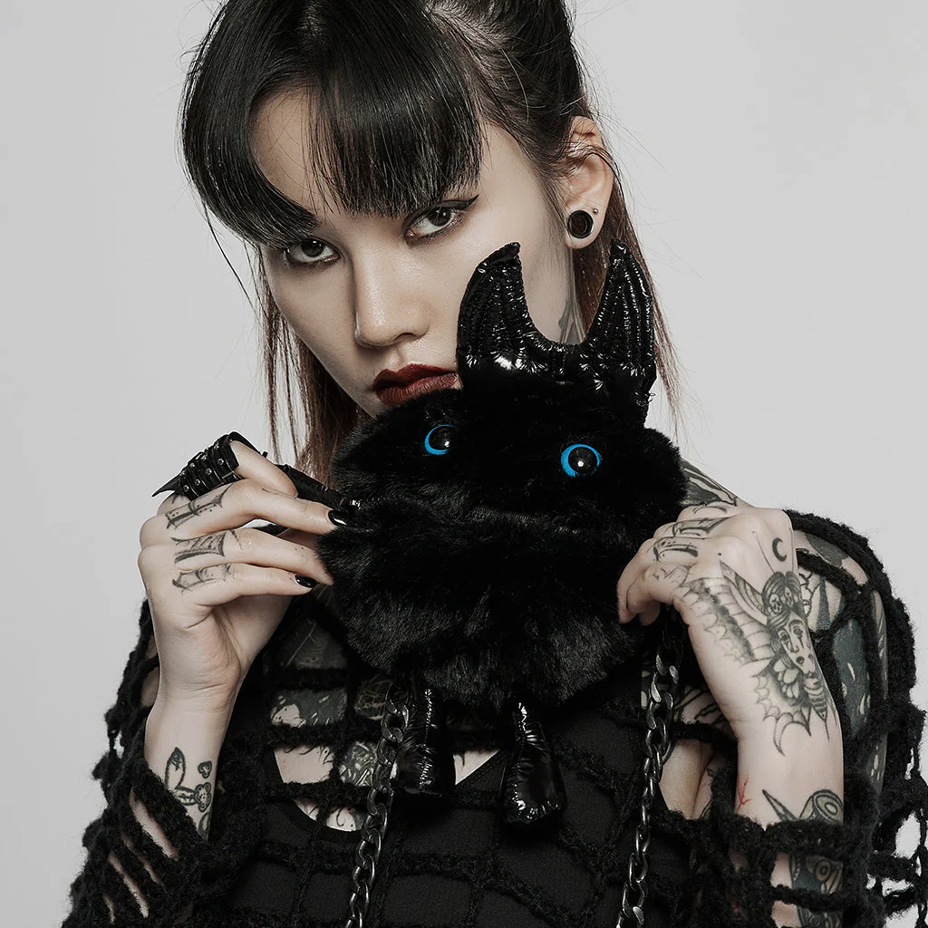 WS-518BBF Gothic Devil Plush Bag with Chain Punk Accessories - Image 2