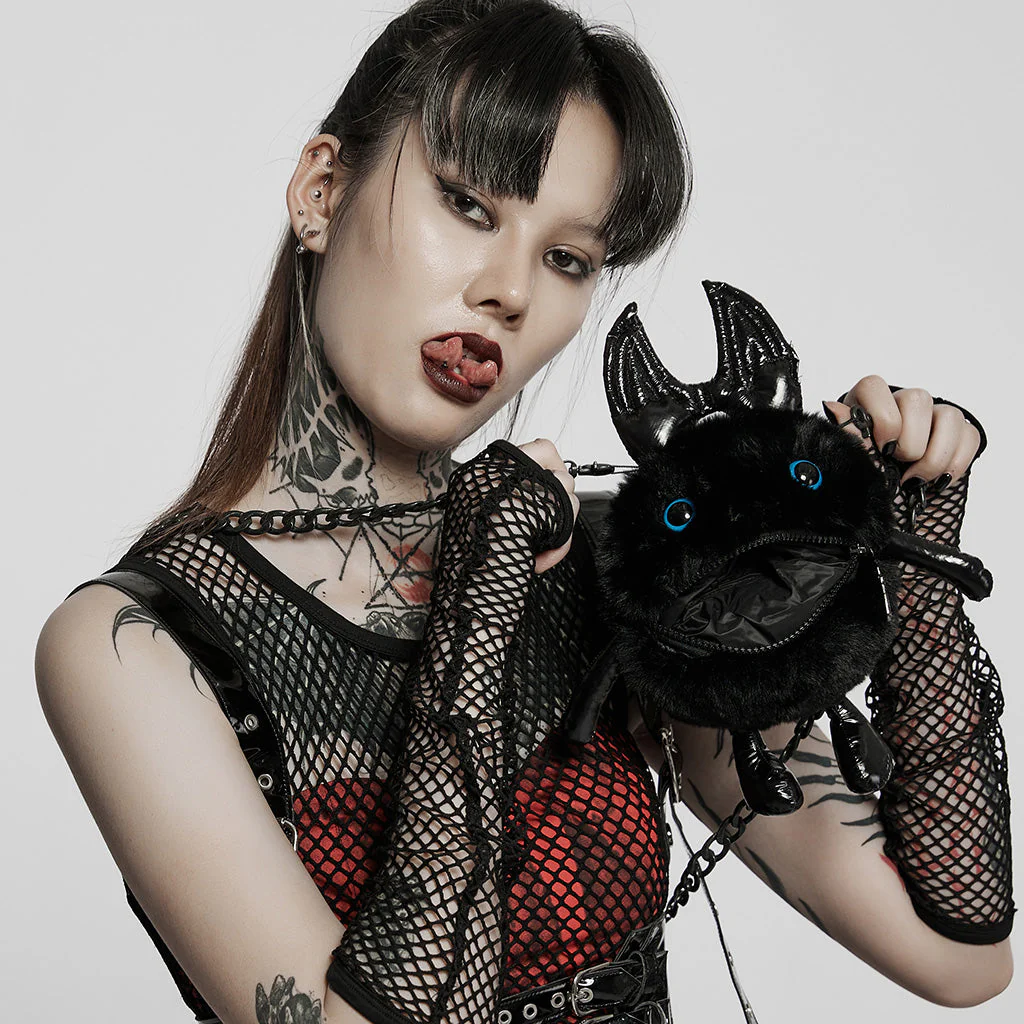 WS-518BBF Gothic Devil Plush Bag with Chain Punk Accessories - Image 4