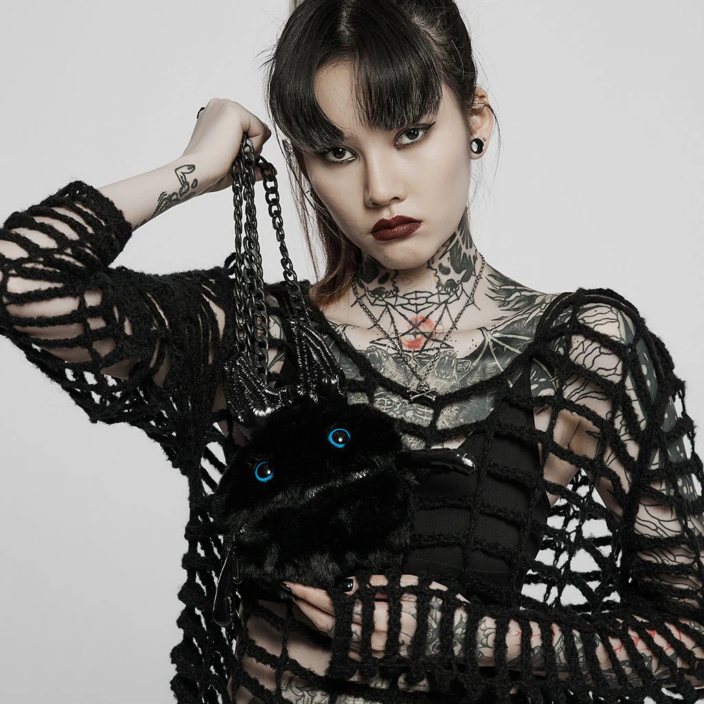 WS-518BBF Gothic Devil Plush Bag with Chain Punk Accessories - Image 5