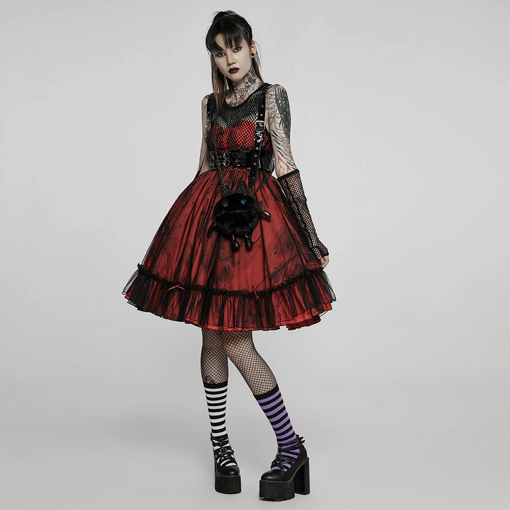 WS-518BBF Gothic Devil Plush Bag with Chain Punk Accessories - Image 6