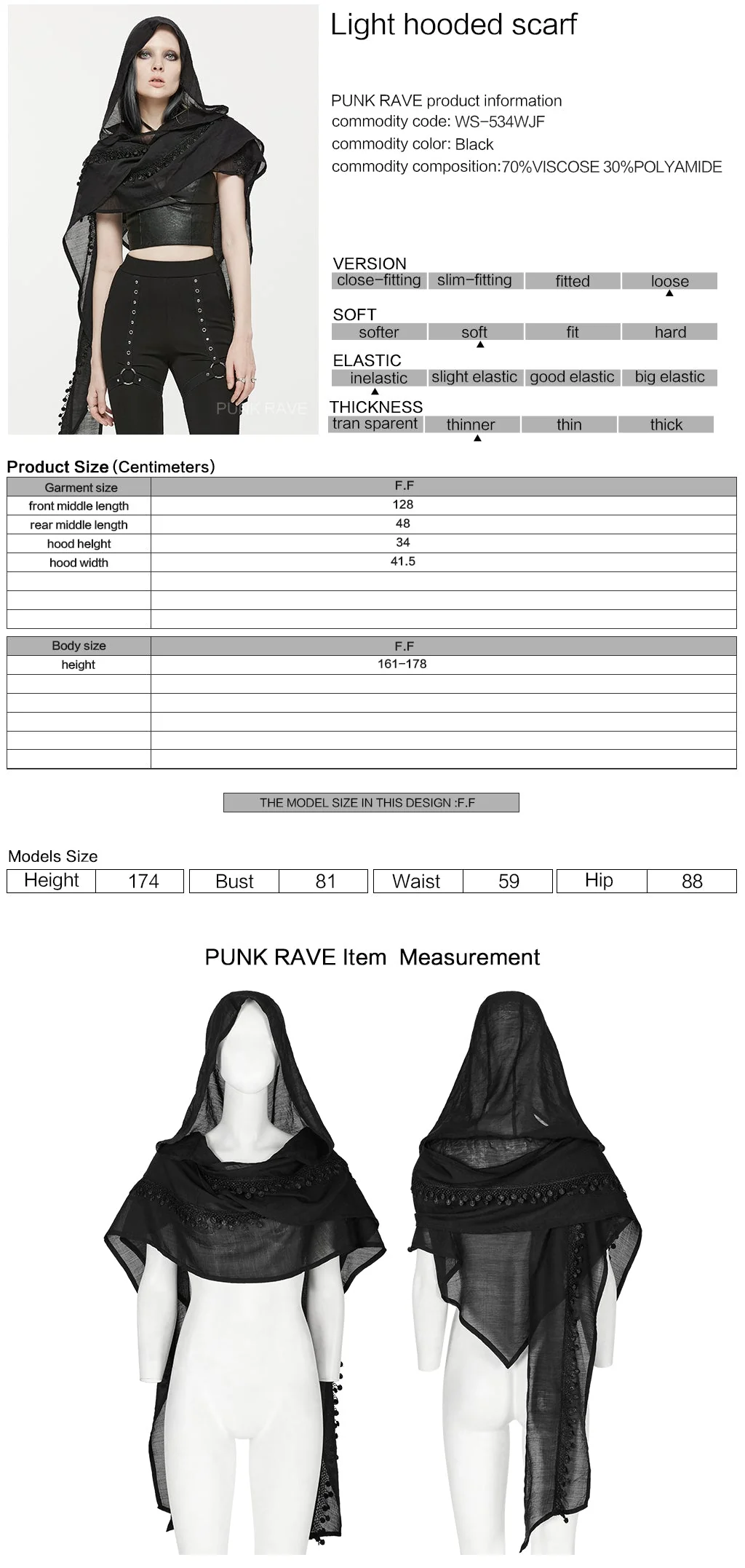 WS-534WJF Gothic Starry Hooded Punk Scarf Mysterious Constellation Wrap - Image 14