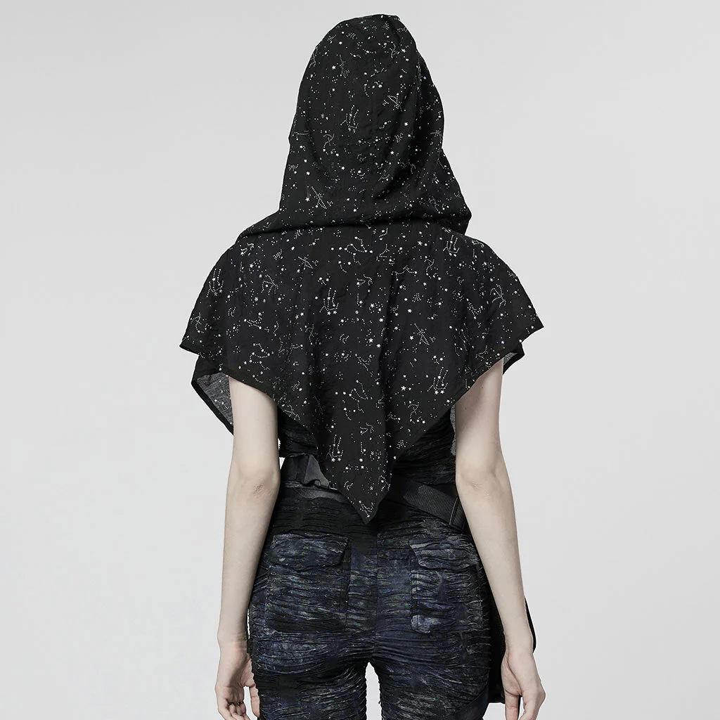 WS-534WJF Gothic Starry Hooded Punk Scarf Mysterious Constellation Wrap - Image 24
