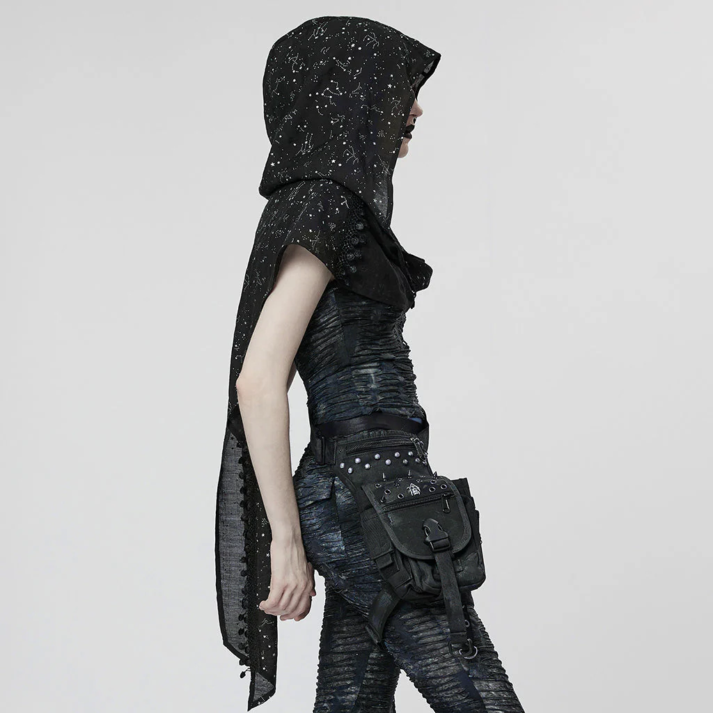 WS-534WJF Gothic Starry Hooded Punk Scarf Mysterious Constellation Wrap - Image 4