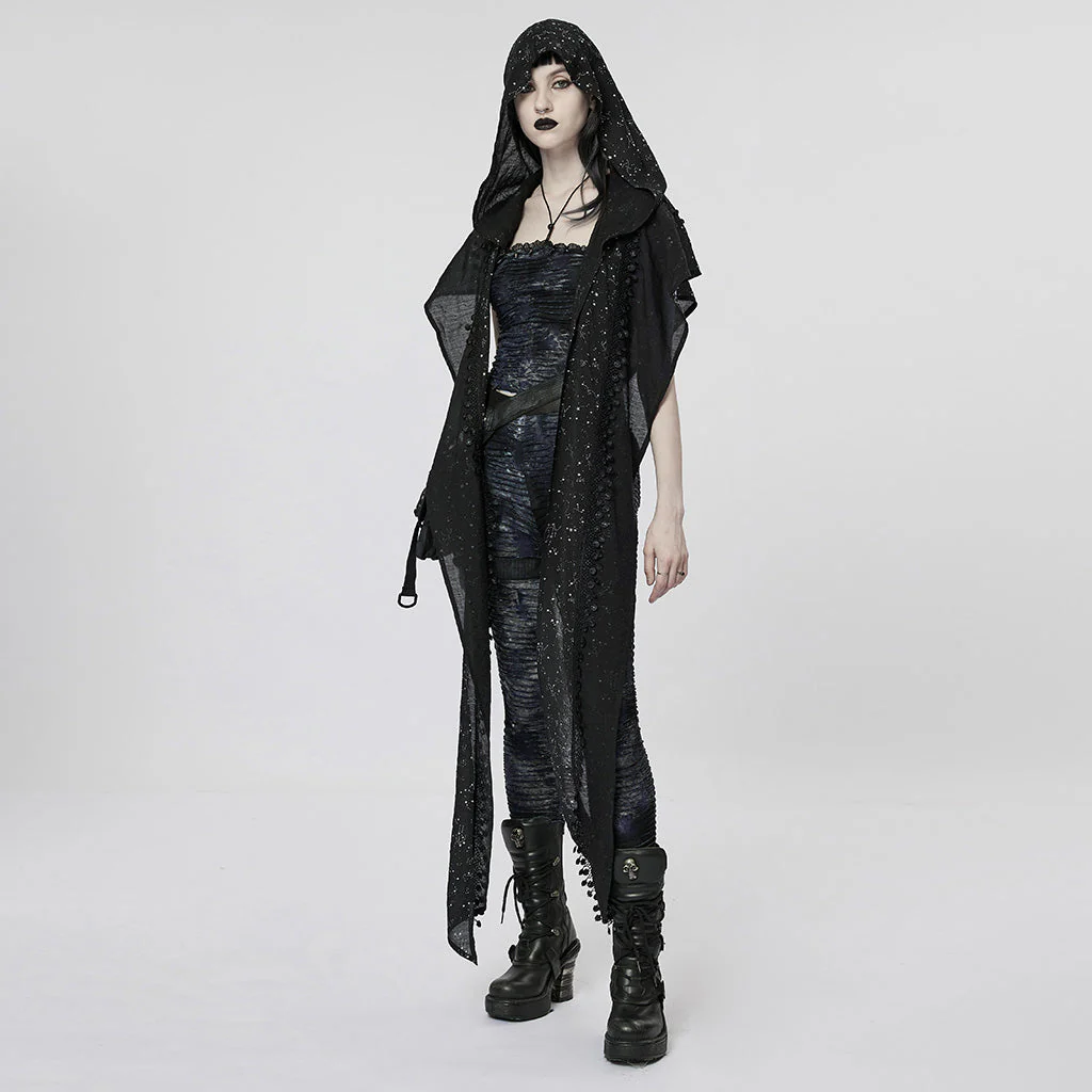 WS-534WJF Gothic Starry Hooded Punk Scarf Mysterious Constellation Wrap - Image 6