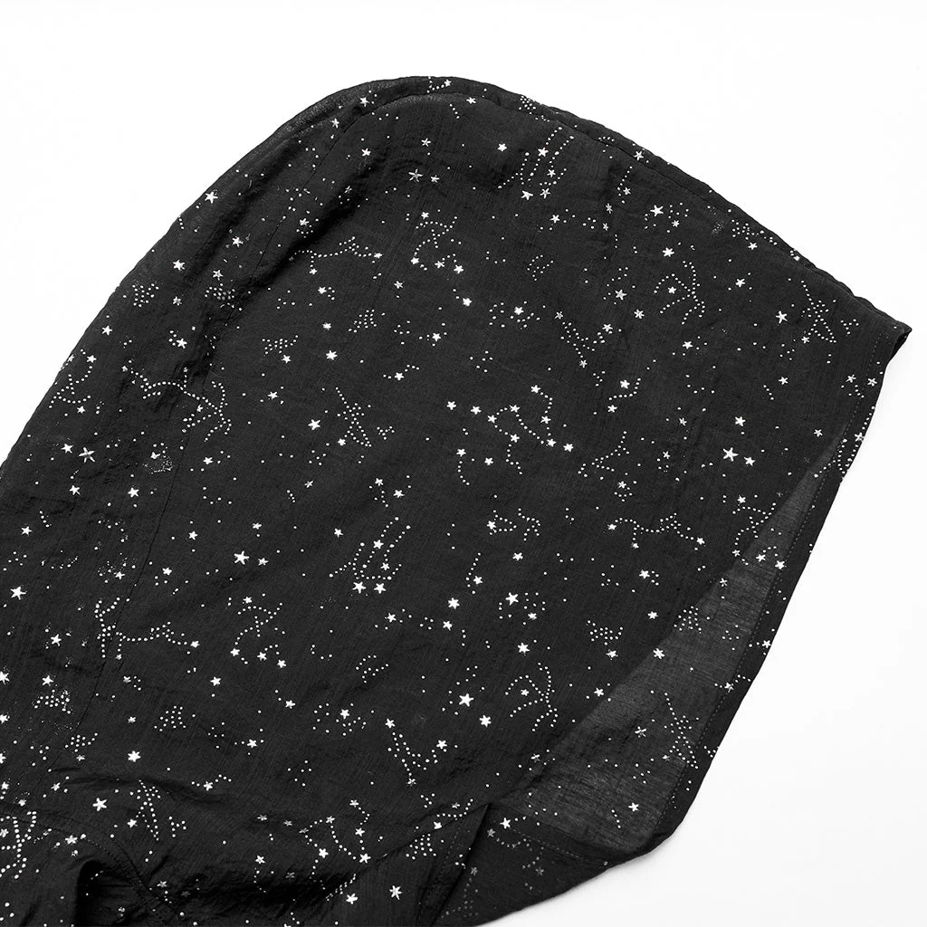 WS-534WJF Gothic Starry Hooded Punk Scarf Mysterious Constellation Wrap - Image 7