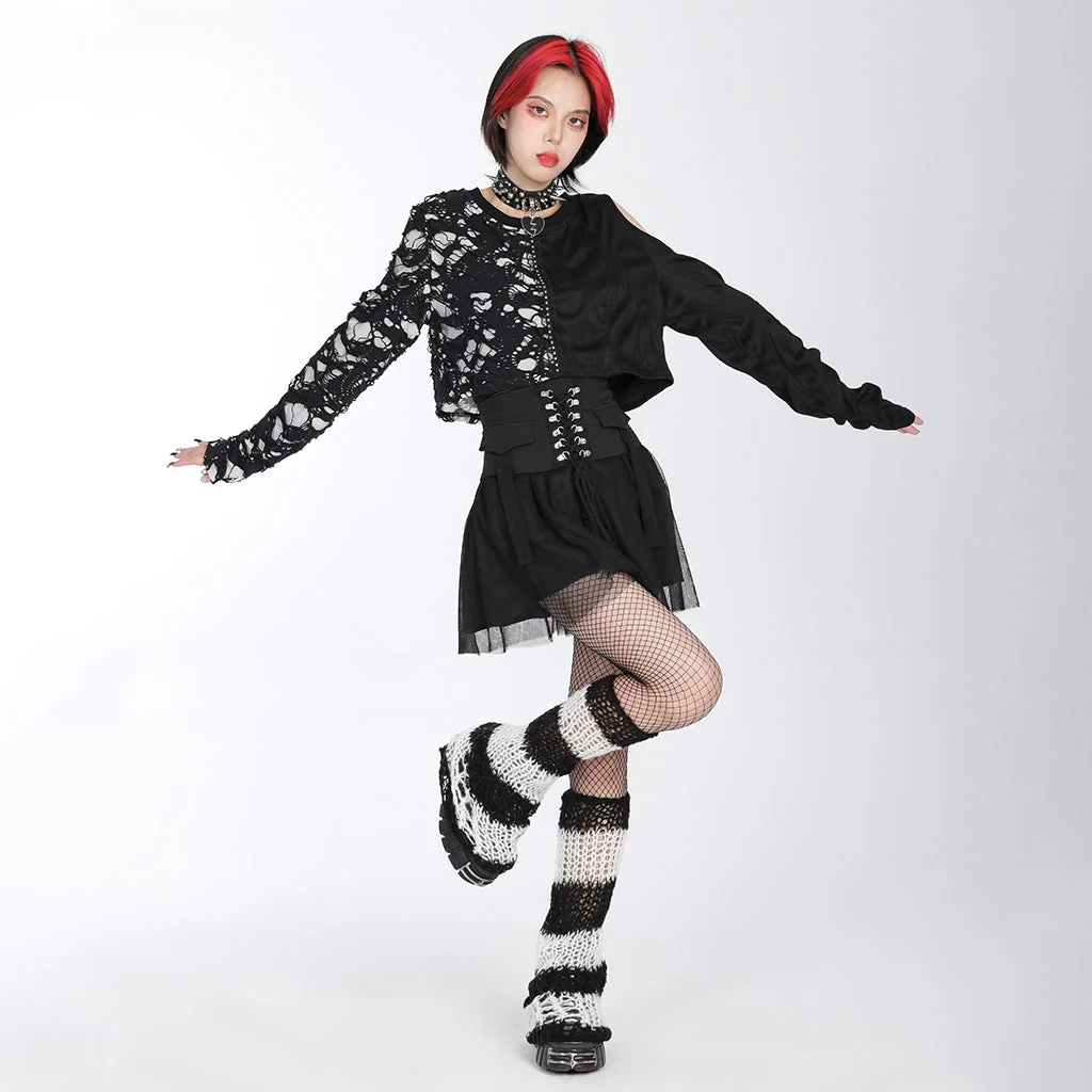 WS-554JTF Gothic Punk Accessories Fishnet Boot Covers with Chains - Image 86