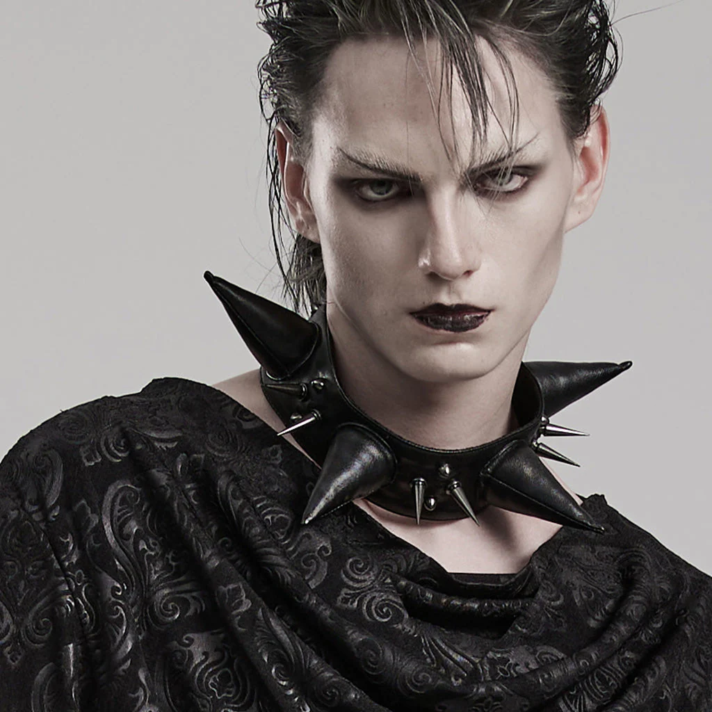 WS-583LHM Spiked Leather Choker Punk Accessories Neckwear Bold Statement Piece - Image 23