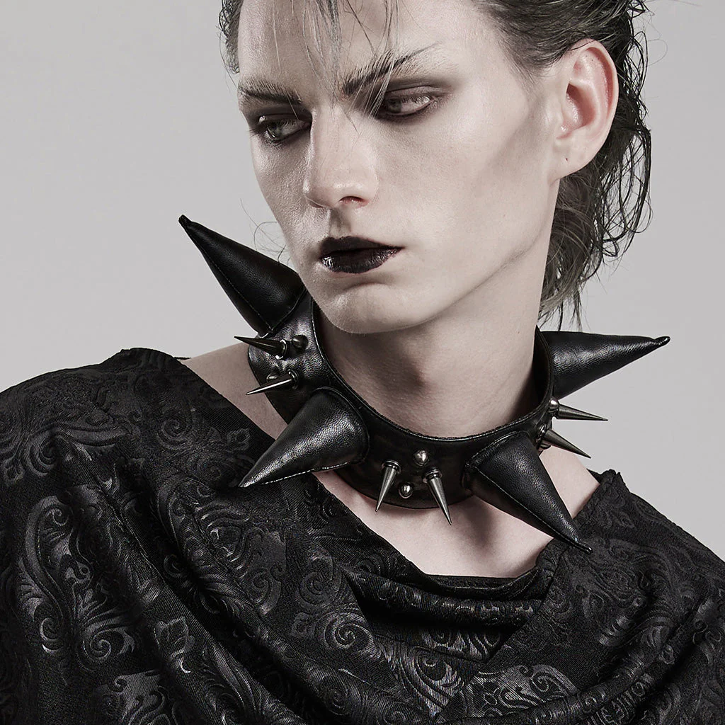 WS-583LHM Spiked Leather Choker Punk Accessories Neckwear Bold Statement Piece - Image 4