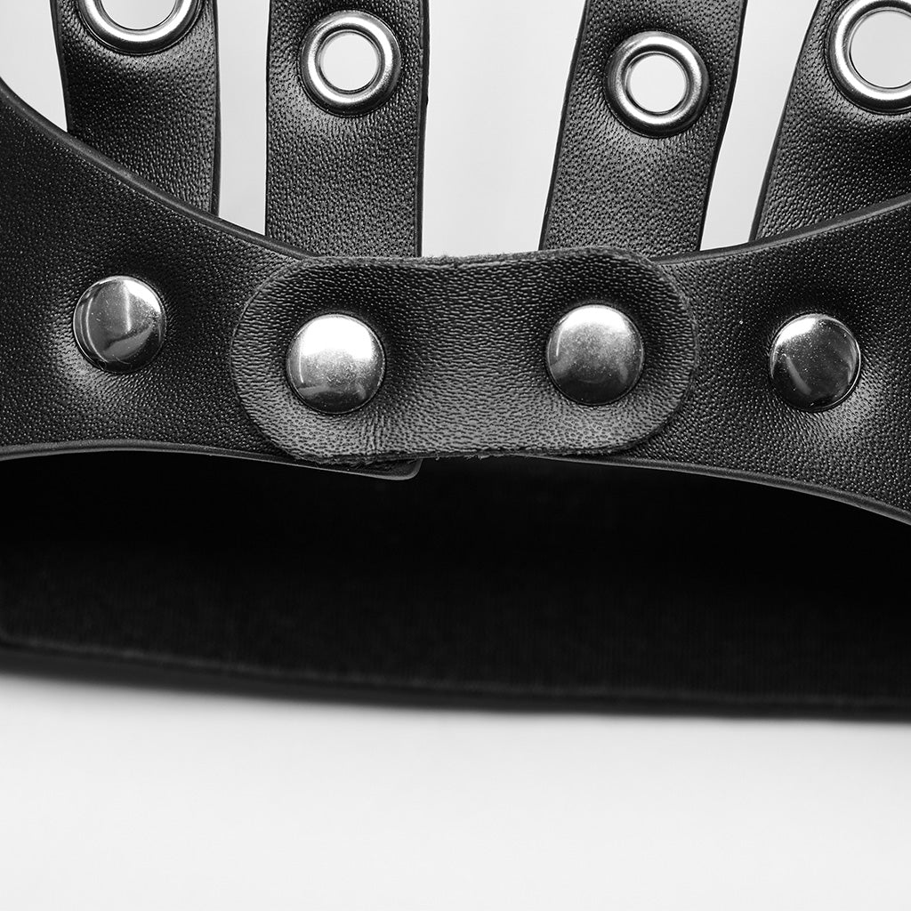 WS-590KZ Spiked Leather Punk Mask Grommet Strap Goth Accessory - Image 8
