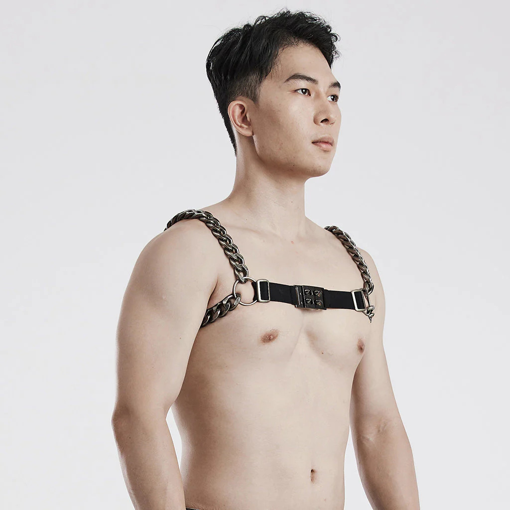 WS-591QTM Unisex Metal Chain Punk Harness Chest Accessories - Image 13