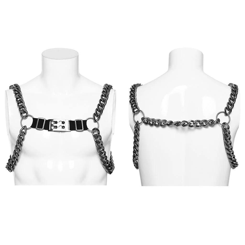 WS-591QTM Unisex Metal Chain Punk Harness Chest Accessories - Image 26