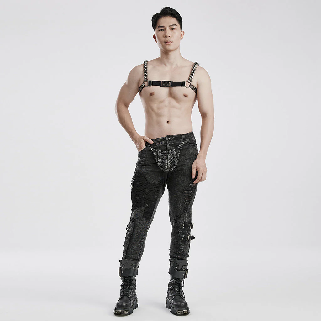WS-591QTM Unisex Metal Chain Punk Harness Chest Accessories - Image 5