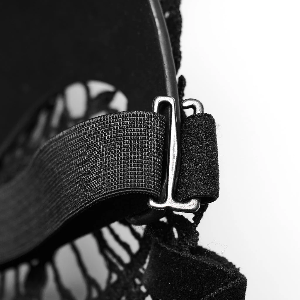 WS-594QTF Gothic Rabbit Lace Mask with Studded Leather Ears - Image 14