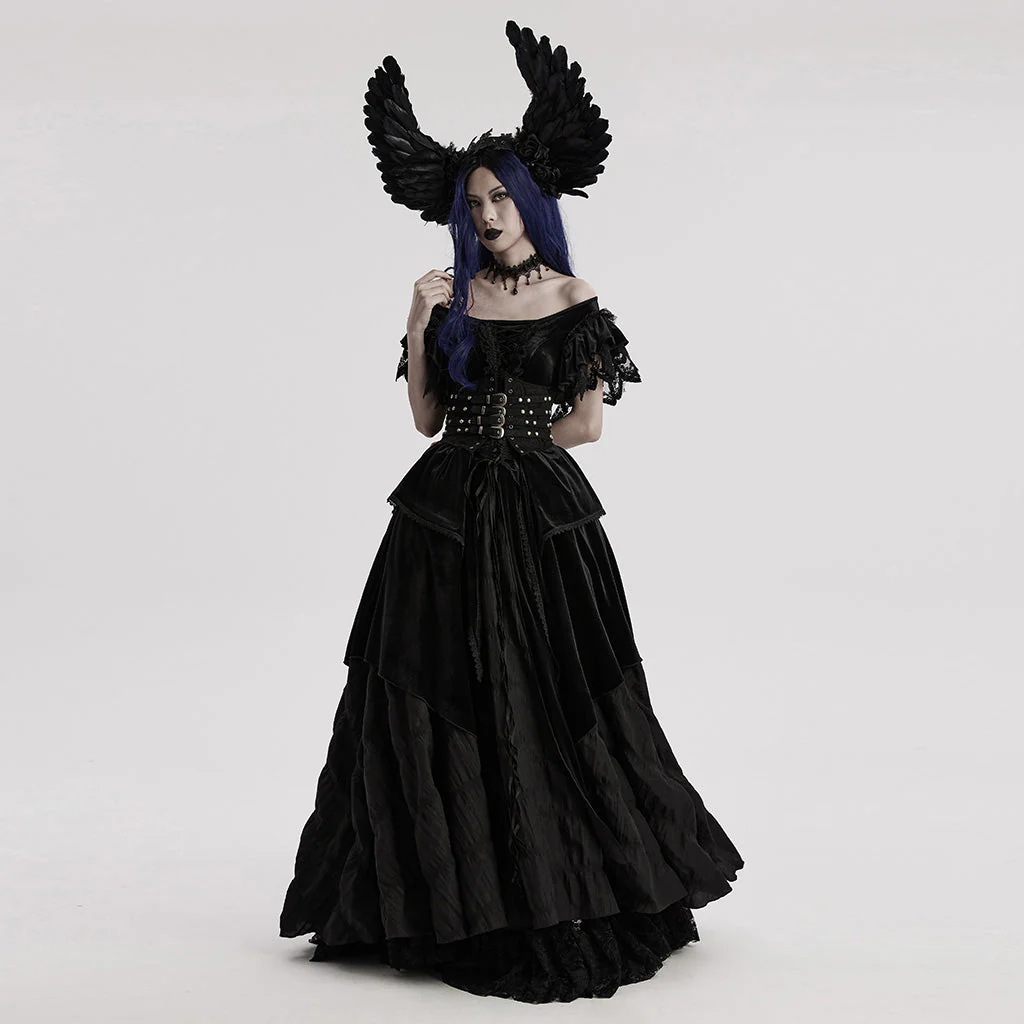 WS-596FSF Gothic Angel Black Feathered Wing Headband Hairpiece - Image 13
