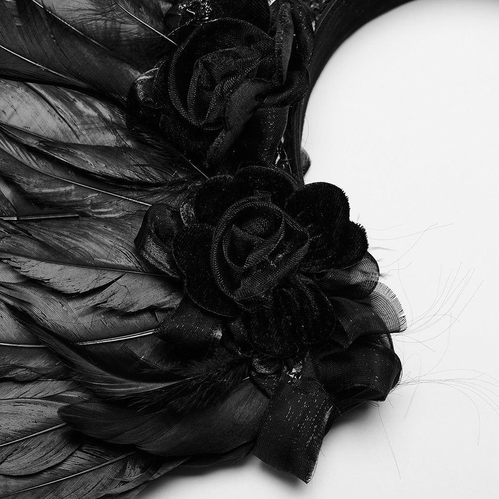 WS-596FSF Gothic Angel Black Feathered Wing Headband Hairpiece - Image 17