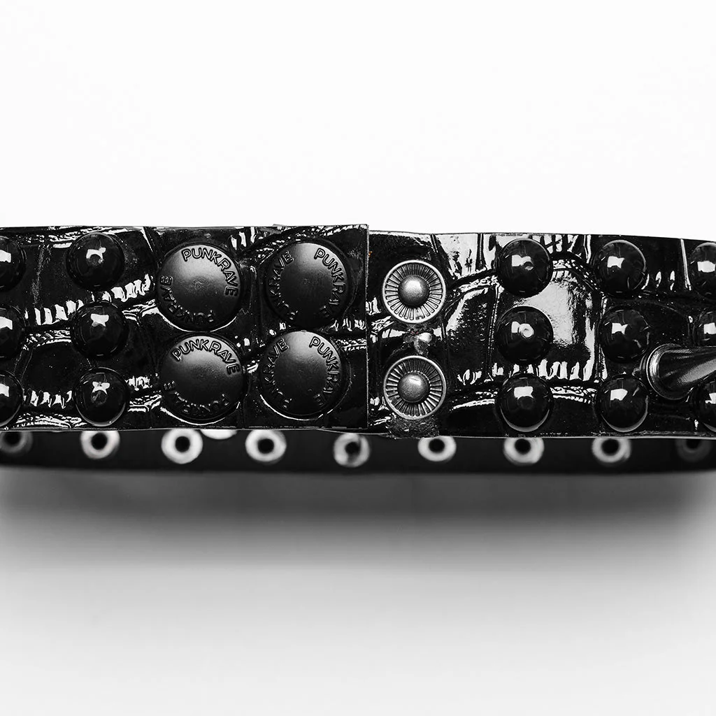 WS-598LH black Studded Spiked Choker Collar Punk Accessories Necklace - Image 15