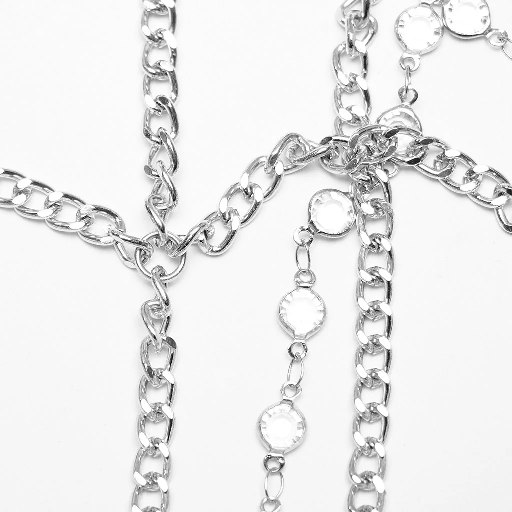 WS-605FSF Gothic Silver Skull Crown with Dramatic Chain Details - Image 6