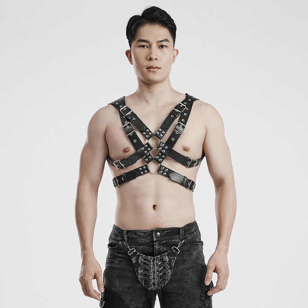 WS-606BDM Gothic Punk Leather Body Harness Adjustable Straps - Image 21