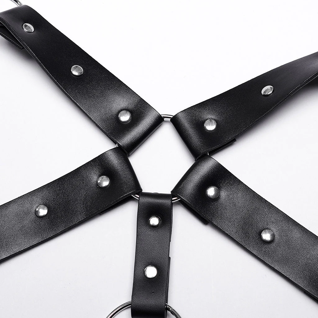 WS-606BDM Gothic Punk Leather Body Harness Adjustable Straps - Image 29