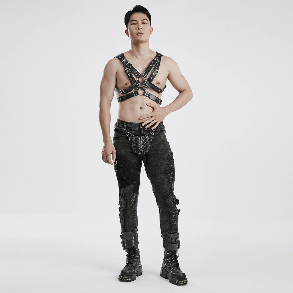 WS-606BDM Gothic Punk Leather Body Harness Adjustable Straps - Image 5