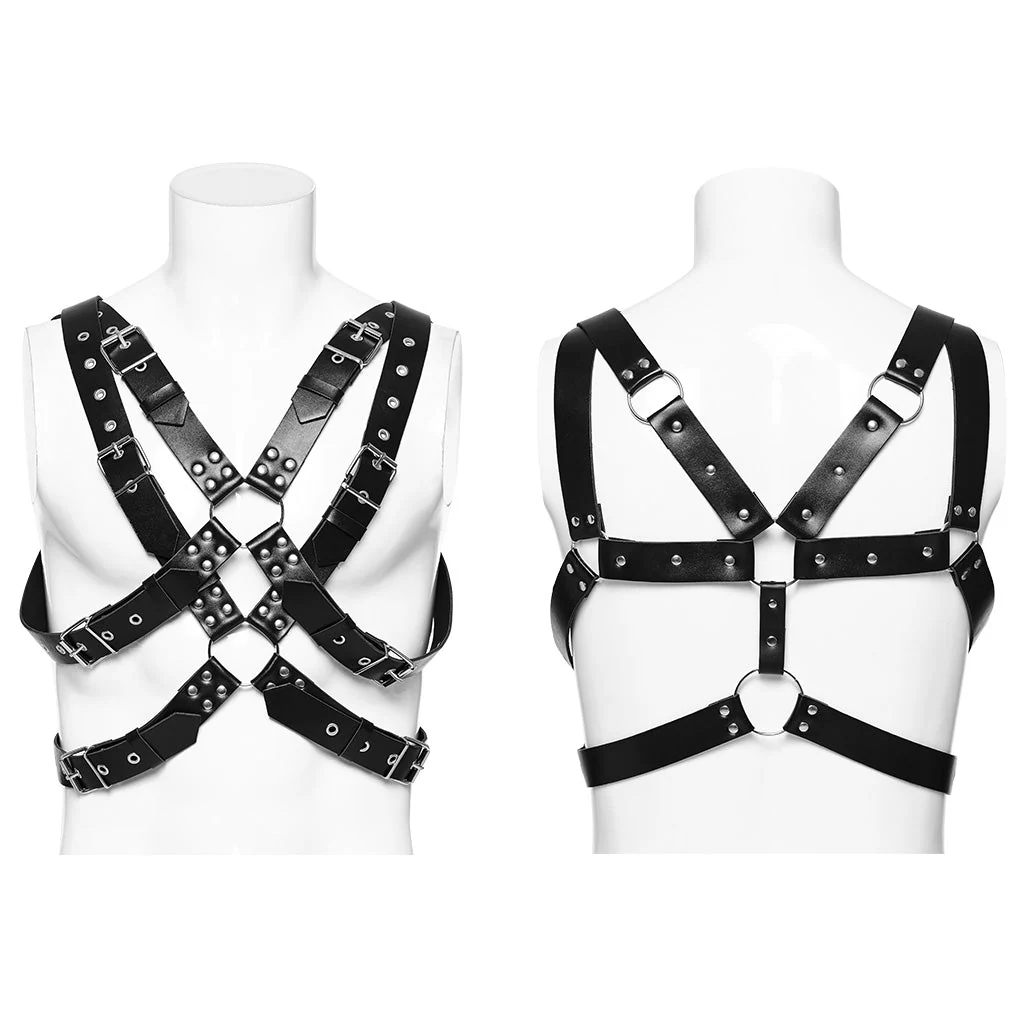 WS-606BDM Gothic Punk Leather Body Harness Adjustable Straps - Image 6