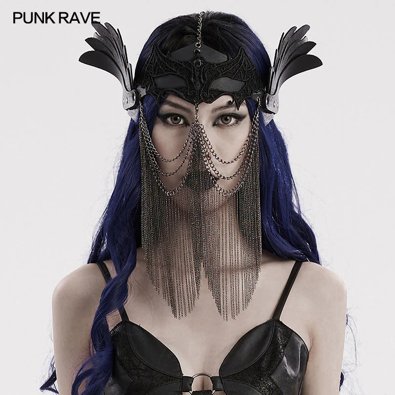 WS-607QTF Gothic Bat Wing Chain Headdress Punk Accessories Mask - Image 8