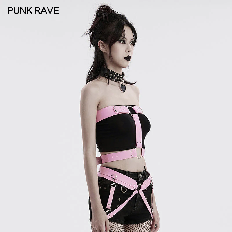 WS-608BDF Pink Gothic Waist Harness Adjustable Punk Accessories - Image 35