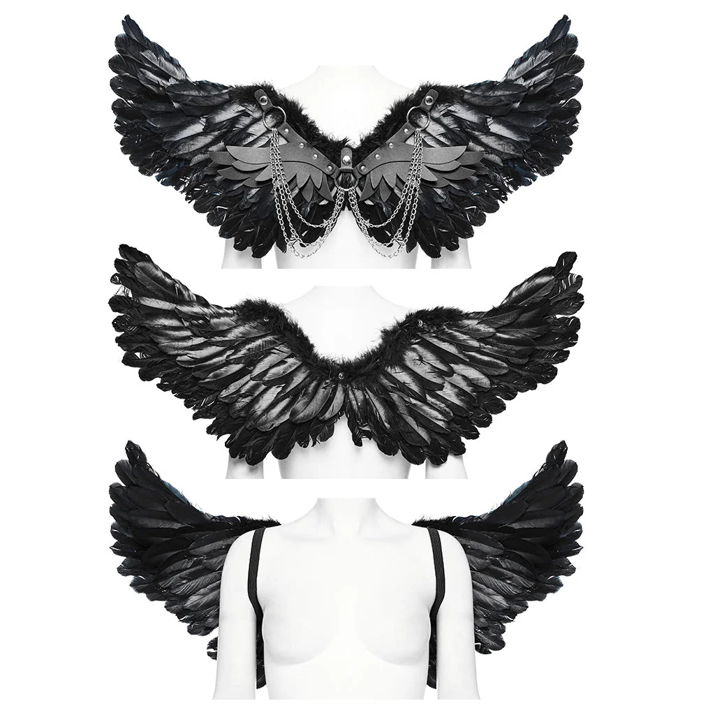 WS-609BDF Pink Feather Wing Harness with Chains Punk Accessories - Image 15