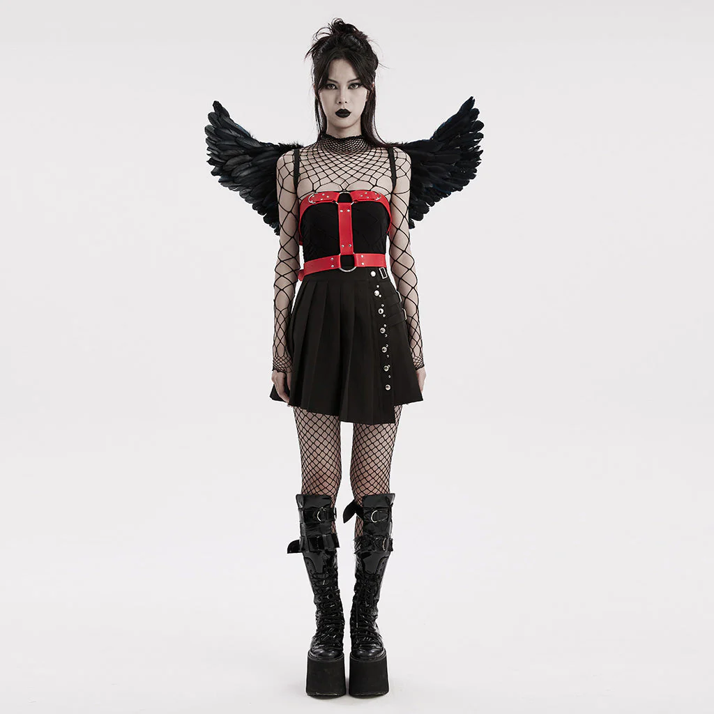 WS-609BDF Pink Feather Wing Harness with Chains Punk Accessories - Image 26