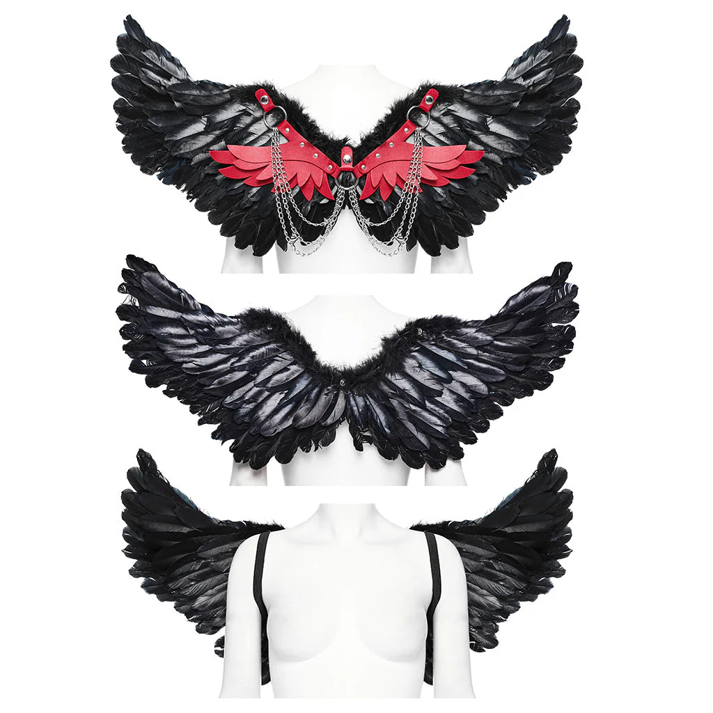 WS-609BDF Pink Feather Wing Harness with Chains Punk Accessories - Image 27