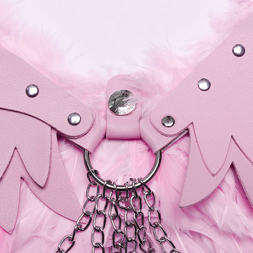 WS-609BDF Pink Feather Wing Harness with Chains Punk Accessories - Image 6