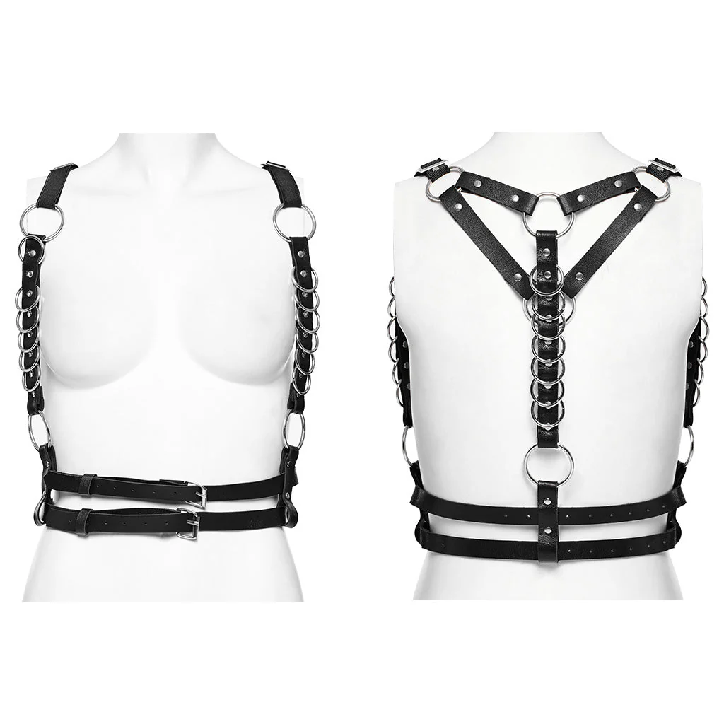WS-610BDF Adjustable Black Leather Punk Chain Harness Accessory - Image 11