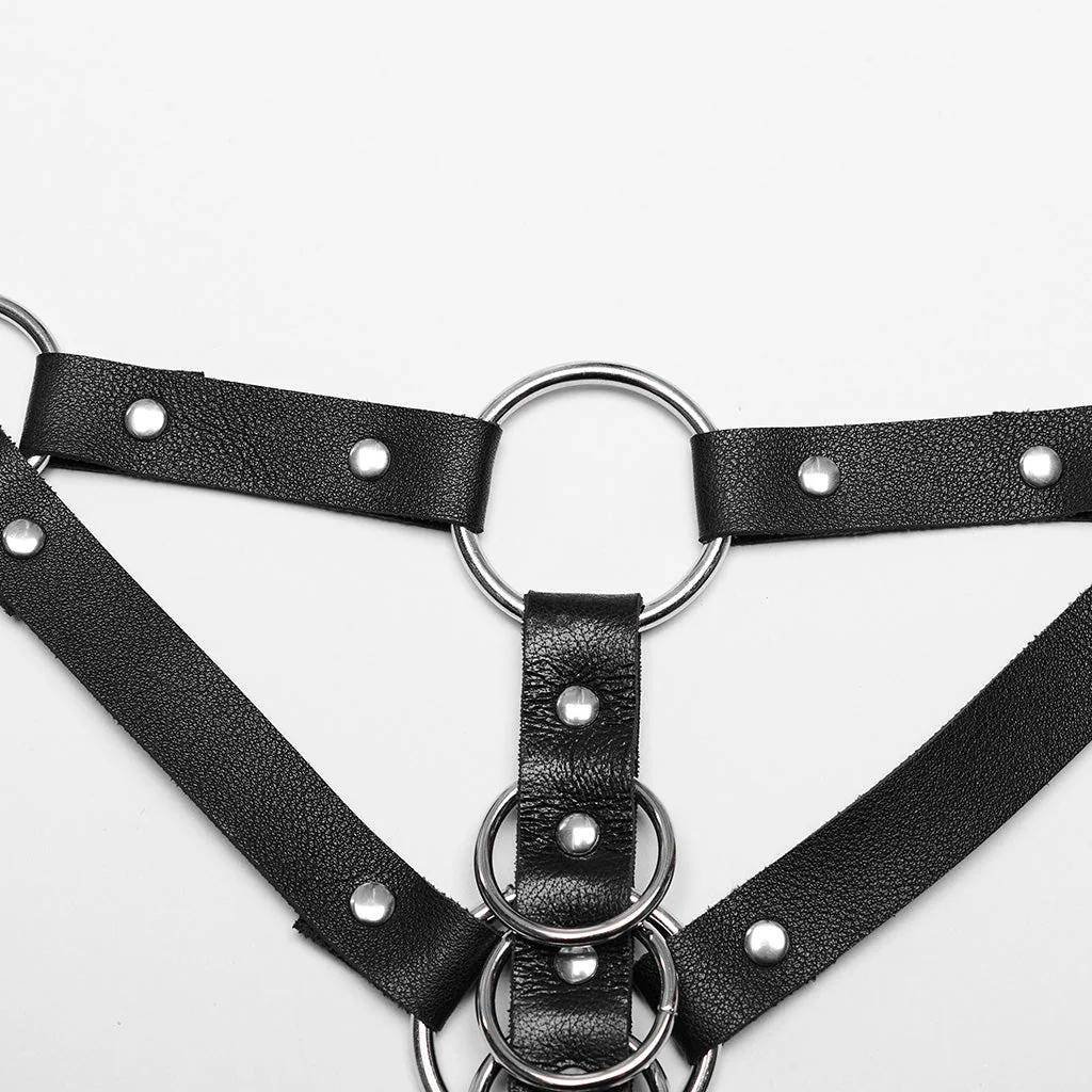 WS-610BDF Adjustable Black Leather Punk Chain Harness Accessory - Image 12