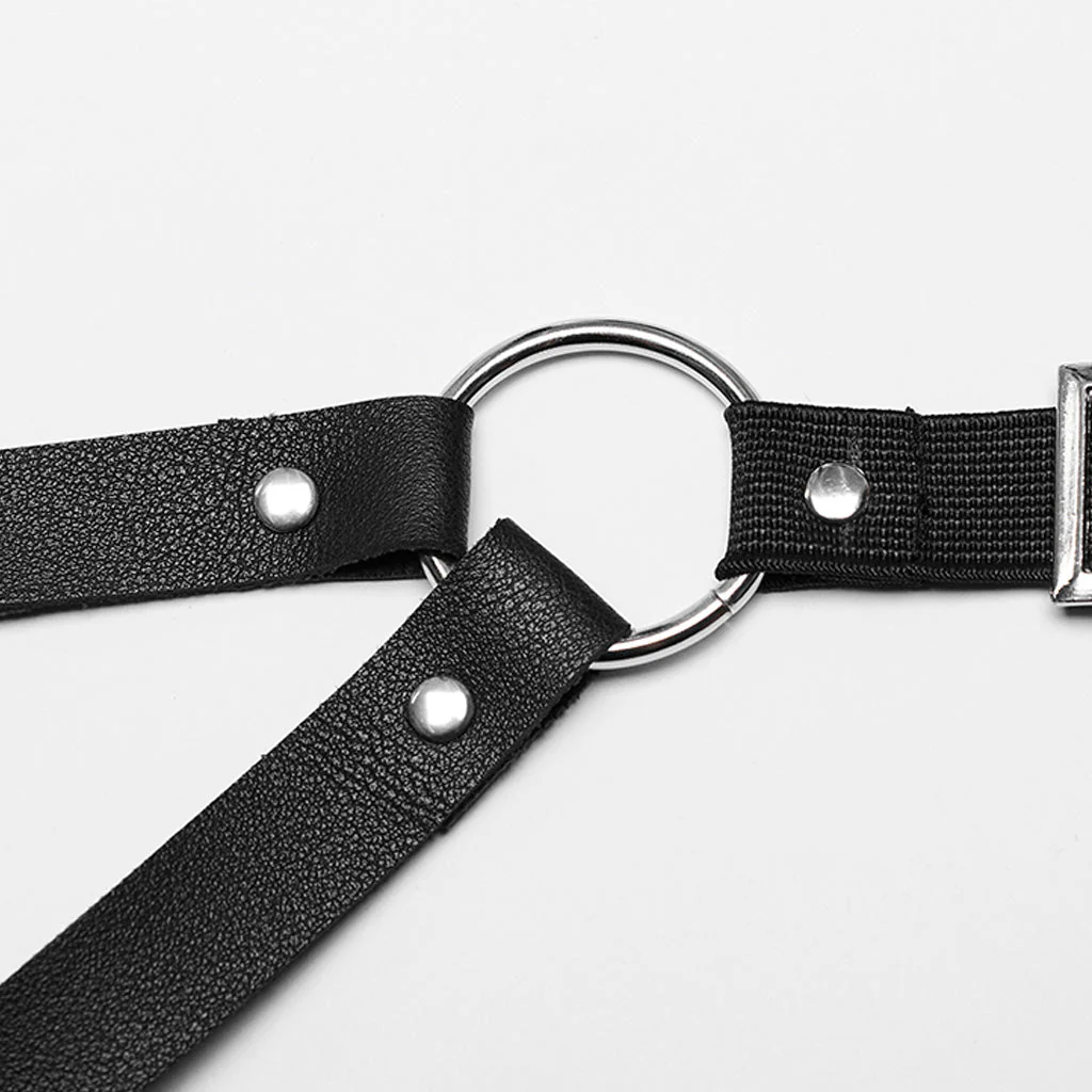 WS-610BDF Adjustable Black Leather Punk Chain Harness Accessory - Image 13