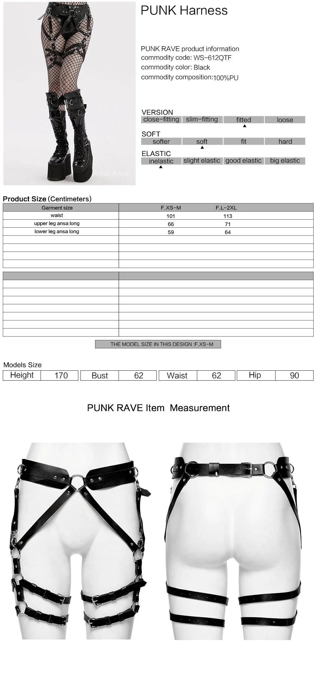 WS-612QTF Pink Gothic Leg Harness Punk Accessories Adjustable Fashion Belt Straps - Image 43