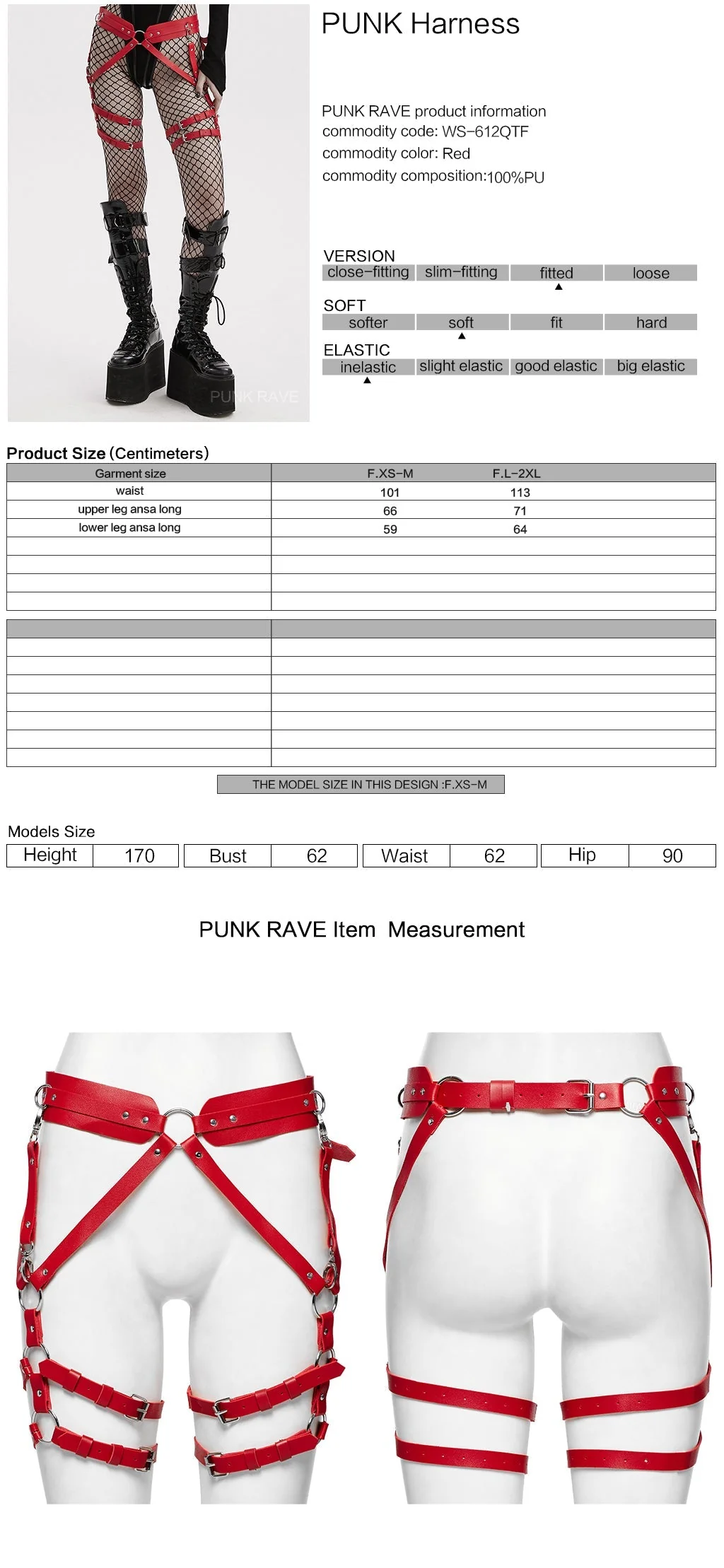 WS-612QTF Pink Gothic Leg Harness Punk Accessories Adjustable Fashion Belt Straps - Image 54