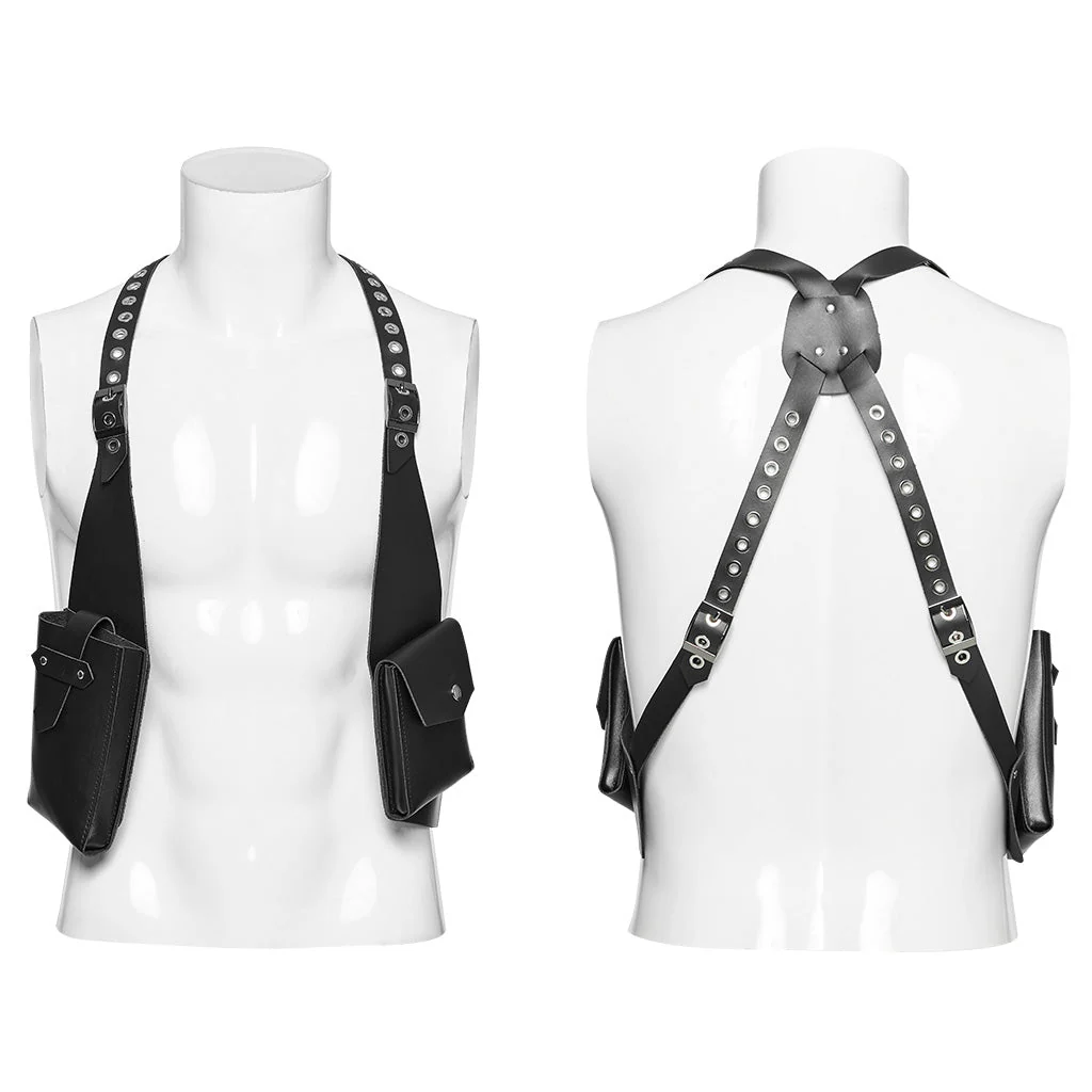 WS-614BDM Edgy Black Strap Punk Vest with Studded Details - Image 7