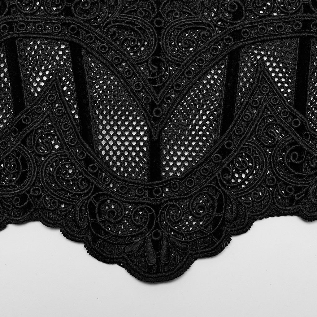 WS-615YDF Gothic Corset Lace-Up Mesh Bustier Top Vintage Black Design - Image 20