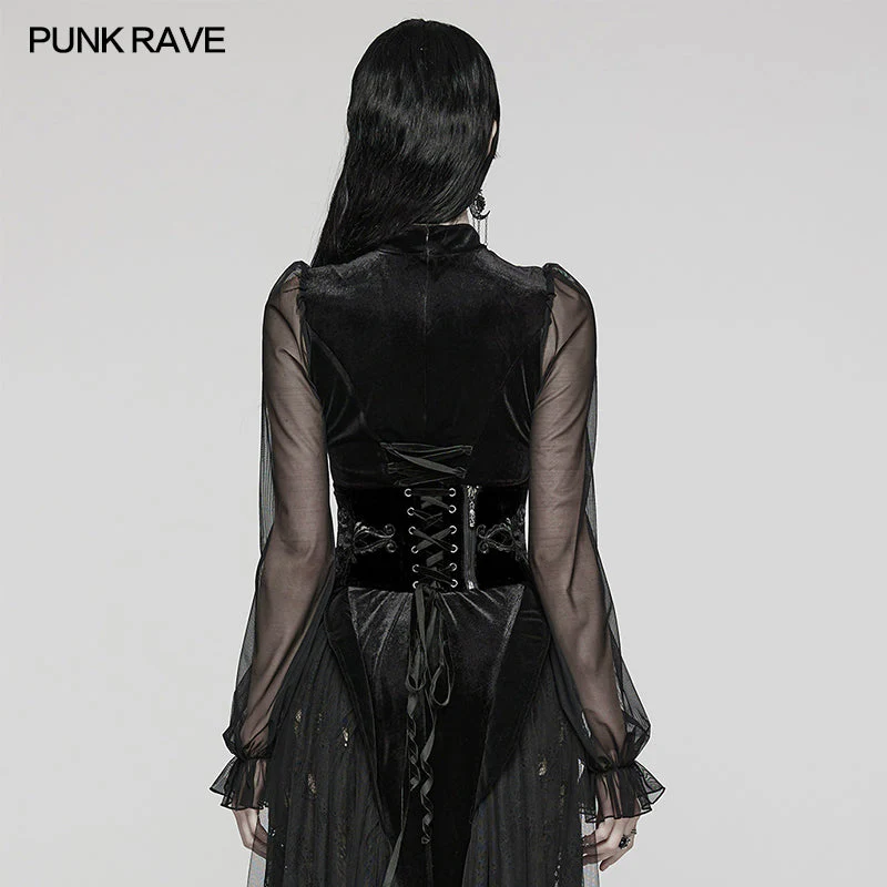 WS-616YDF Velvet Embroidered Lace-Up Gothic Corset Waist Cincher - Image 20